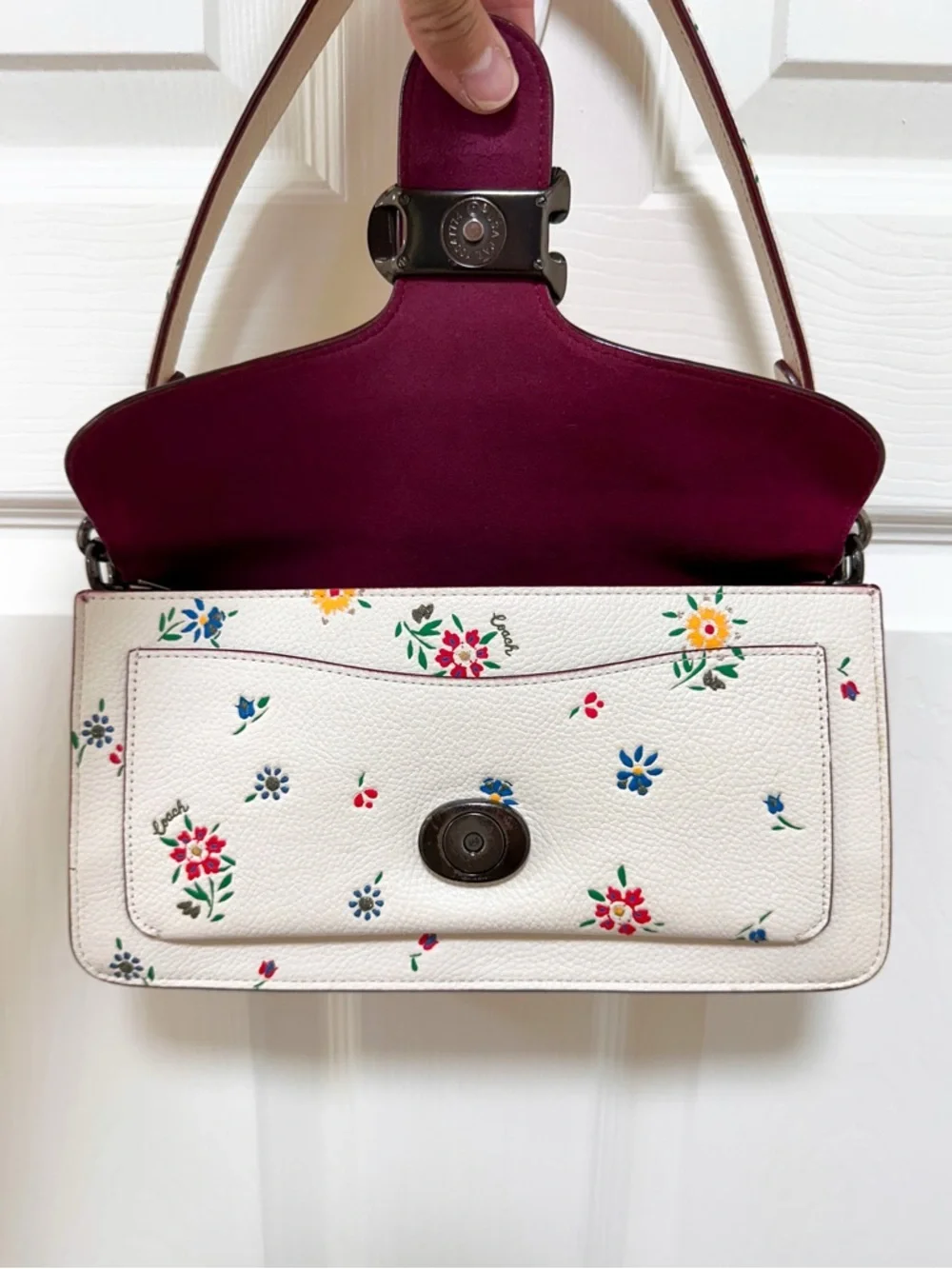 Coach Tabby 26 Wildflower Print Chalk Pebbled Leather Shoulder Bag - Picture 6 of 17